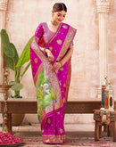 Rani Pink Silk Woven Banarasi Saree