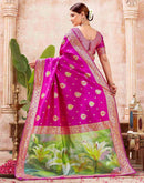 Rani Pink Silk Woven Banarasi Saree