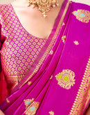 Rani Pink Silk Woven Banarasi Saree