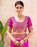 Rani Pink Silk Woven Banarasi Saree