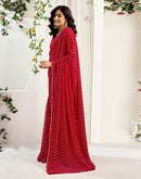Red Georgette Printed Bandhani Saree