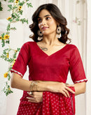 Red Georgette Printed Bandhani Saree
