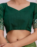 Moss Green Shimmer Sequence Embroidery Saree