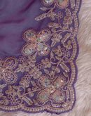 Dusty Purple Chiffon Sequence Embroidery Saree