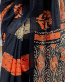 Black Linen Printed Saree