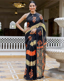 Black Linen Printed Saree