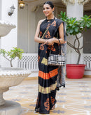 Black Linen Printed Saree