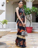 Black Linen Printed Saree
