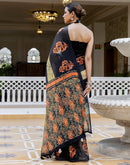 Black Linen Printed Saree