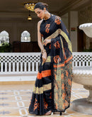 Black Linen Printed Saree