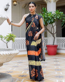 Black Linen Printed Saree