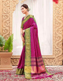 Rani Pink Silk Woven Kanjivaram Saree