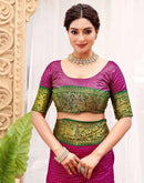 Rani Pink Silk Woven Kanjivaram Saree