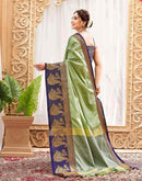 Pista Green Silk Woven Kanjivaram Saree