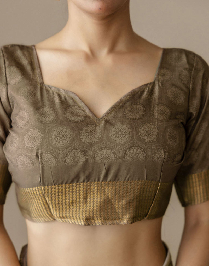 Beige Silk Printed Saree