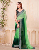 Green Georgette Woven Lace Saree