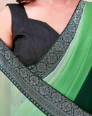 Green Georgette Woven Lace Saree