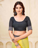 Yellow Georgette Woven Lace Saree