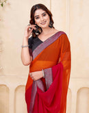 Red Georgette Woven Lace Saree