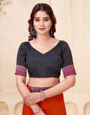 Red Georgette Woven Lace Saree