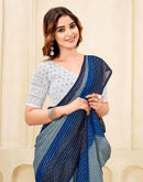 Navy Blue Georgette Zari Stripe Saree