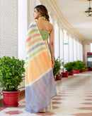 Beige Linen Printed Saree