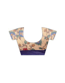 Navy Blue Linen Printed Saree