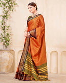 Orange Silk Woven Kanjivaram Saree