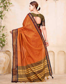 Orange Silk Woven Kanjivaram Saree