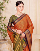 Orange Silk Woven Kanjivaram Saree