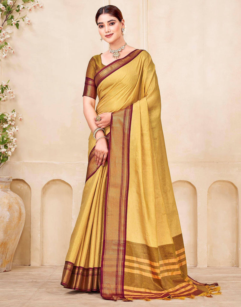 Yellow Silk Woven Kanjivaram Saree