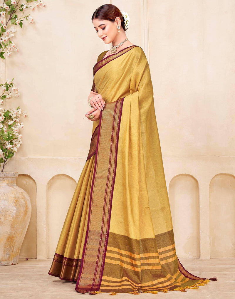 Yellow Silk Woven Kanjivaram Saree