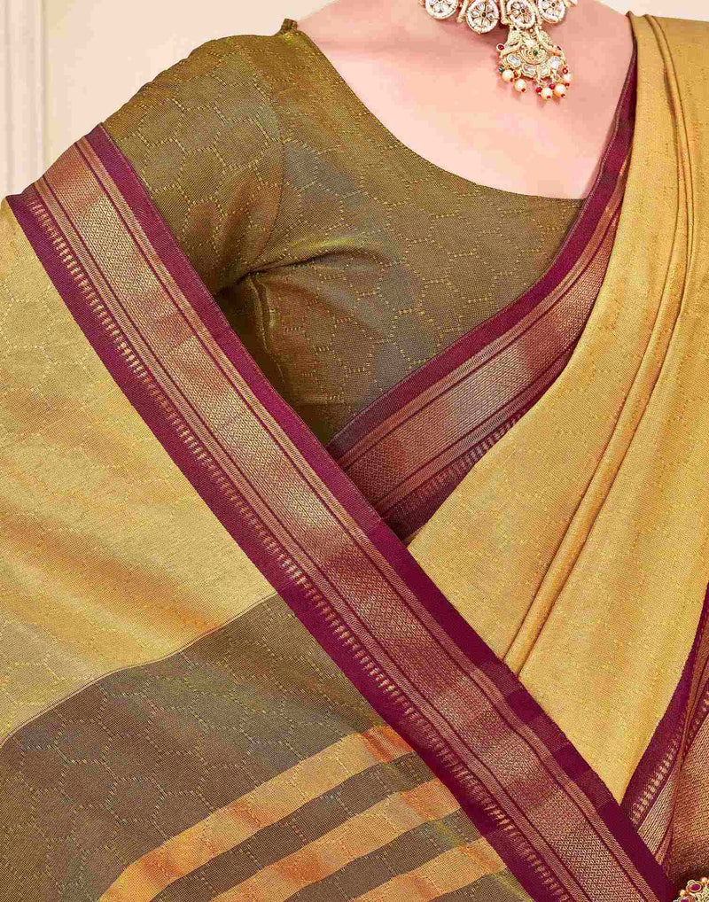 Yellow Silk Woven Kanjivaram Saree