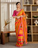 Orange Georgette Printed Saree