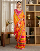 Orange Georgette Printed Saree