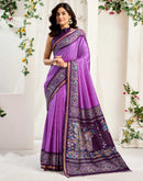 Lavender Dola Silk Printed Saree
