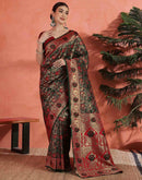 Dark Green Silk Woven Banarasi Saree