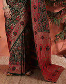 Dark Green Silk Woven Banarasi Saree