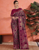 Dark Purple Silk Woven Banarasi Saree