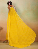 Yellow Chiffon Laheriya Saree