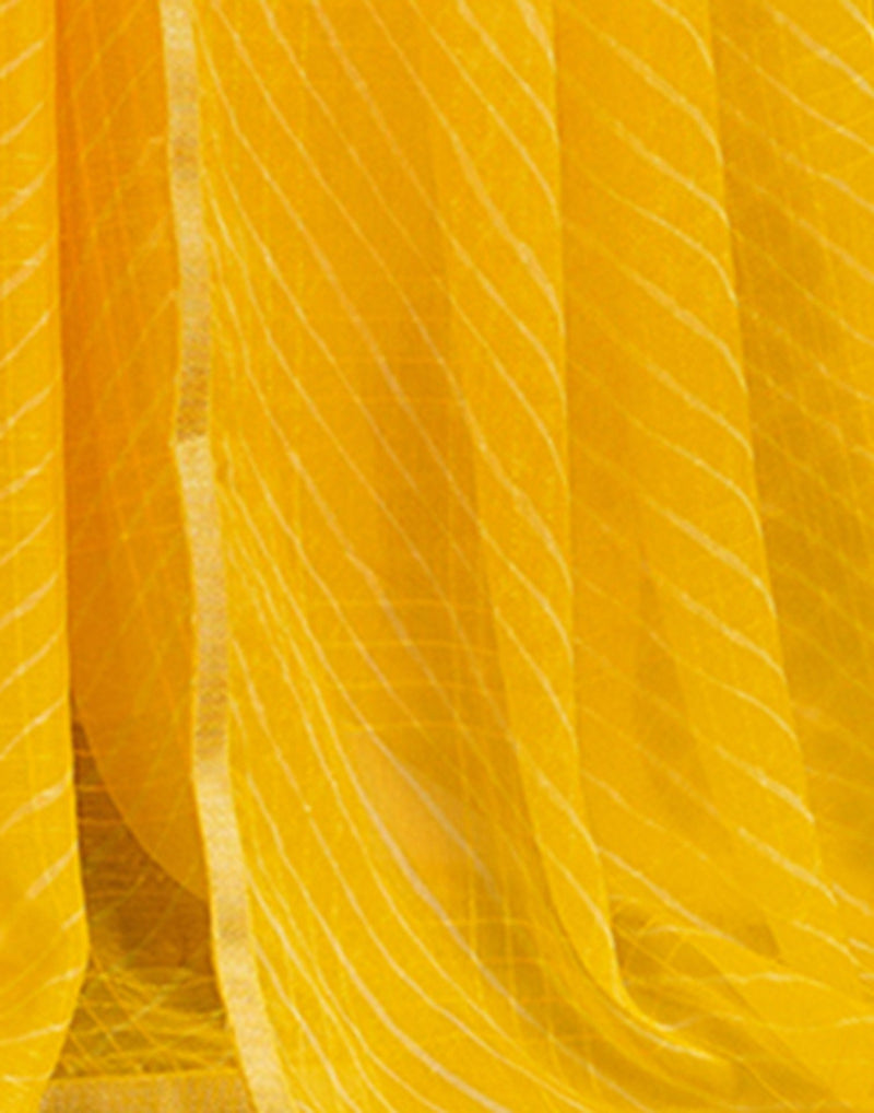 Yellow Chiffon Laheriya Saree