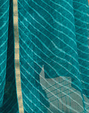 Teal Blue Chiffon Laheriya Saree