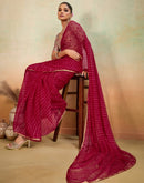 Red Chiffon Laheriya Saree