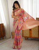 Pink Silk Woven Saree