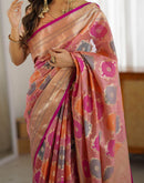 Pink Silk Woven Saree