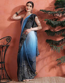 Blue Satin Printed Saree