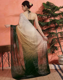 Dark Green Satin Printed Saree