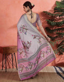Grey Silk Printed Saree