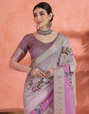 Grey Silk Printed Saree