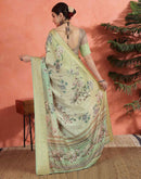 Mint Green Silk Printed Saree